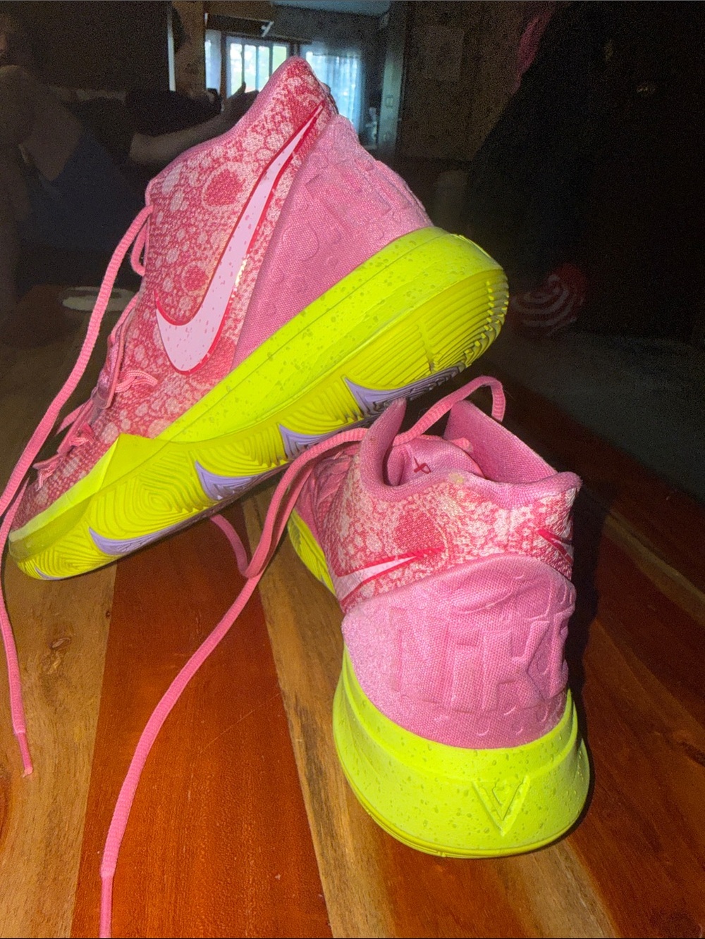 Nike Kyrie 5 Patrick Star Pink & Neon Yellow Basketball Sneakers